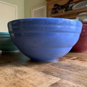 Early Bauer Ringware Mixing Bowl – Blue – 875" – Vintage California Pottery